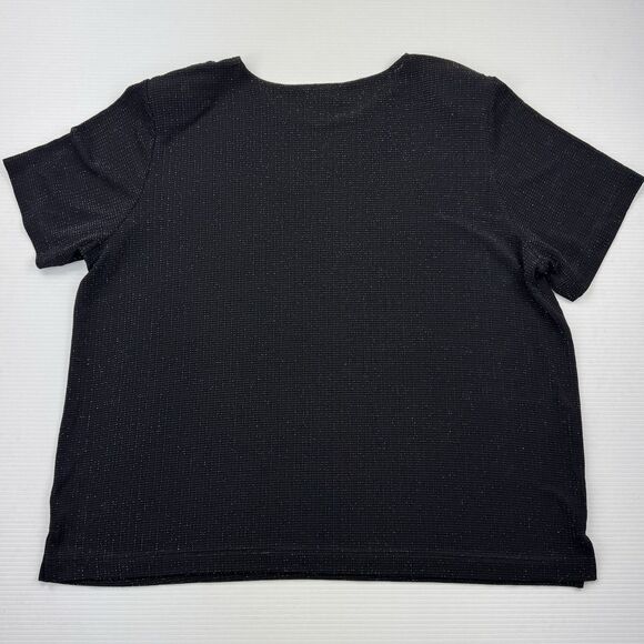 Alfred Dunner Woman 2X Black Metallic Shimmer Short Sleeve Top NWT Holiday - Picture 5 of 8